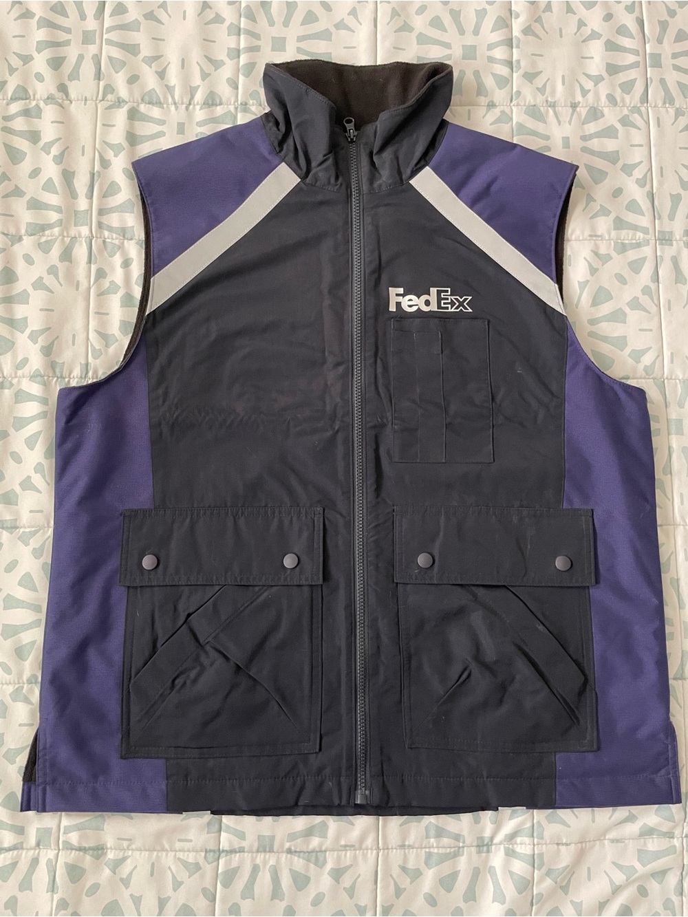 FedEx Black and Purple Work Vest with Reflective Accents